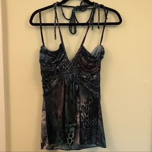 Blue animal printed halter